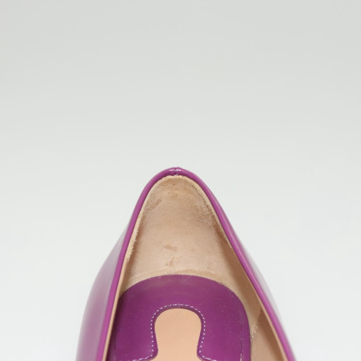 Salvatore Ferragamo Pumps shoes Leather Purple Gold Auth sw478