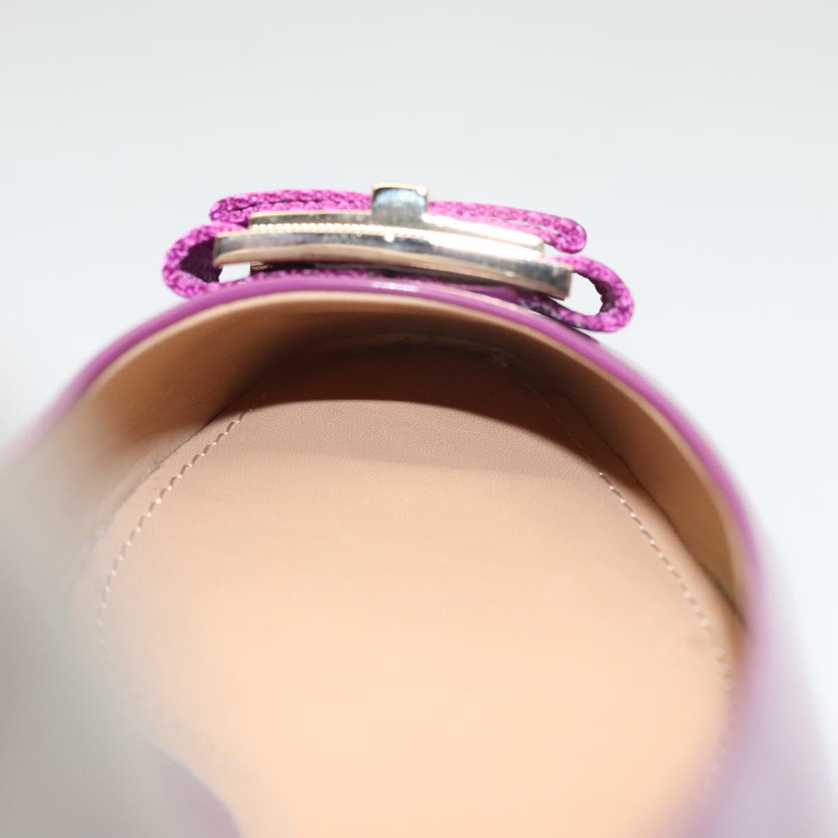 Salvatore Ferragamo Pumps shoes Leather Purple Gold Auth sw478