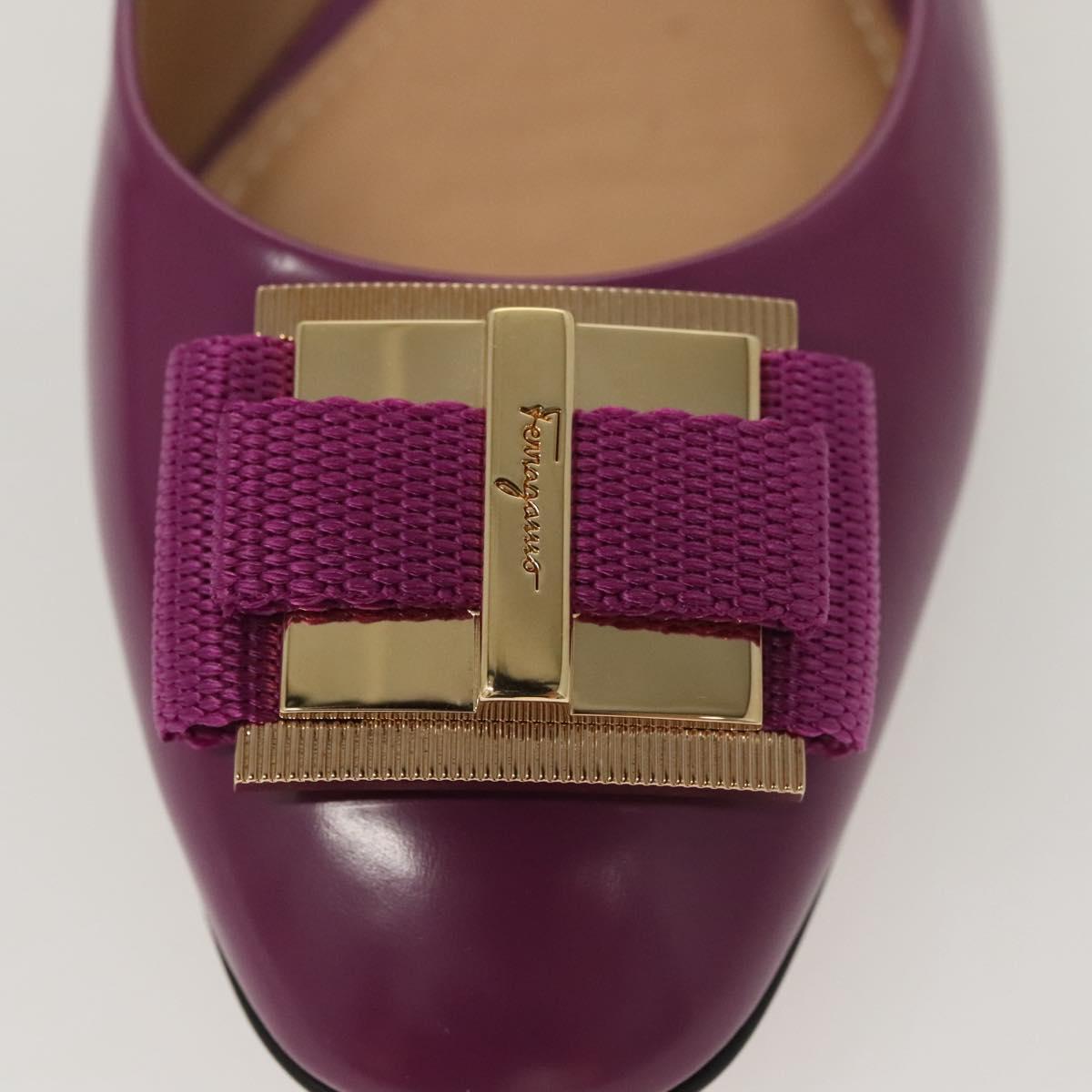 Salvatore Ferragamo Pumps shoes Leather Purple Gold Auth sw478