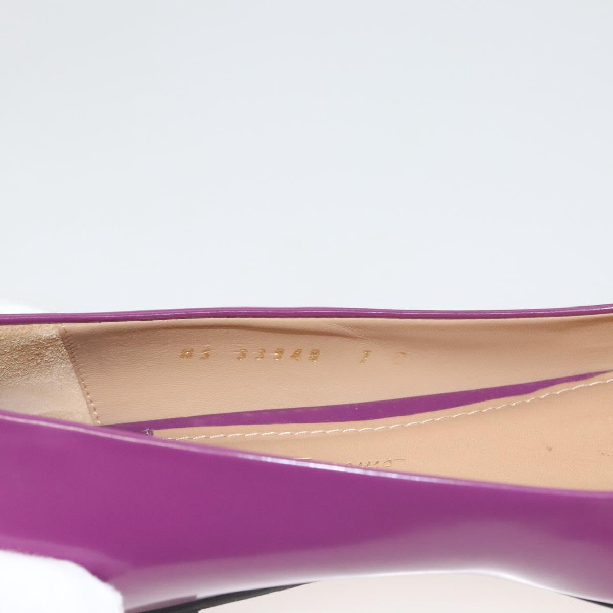 Salvatore Ferragamo Pumps shoes Leather Purple Gold Auth sw478