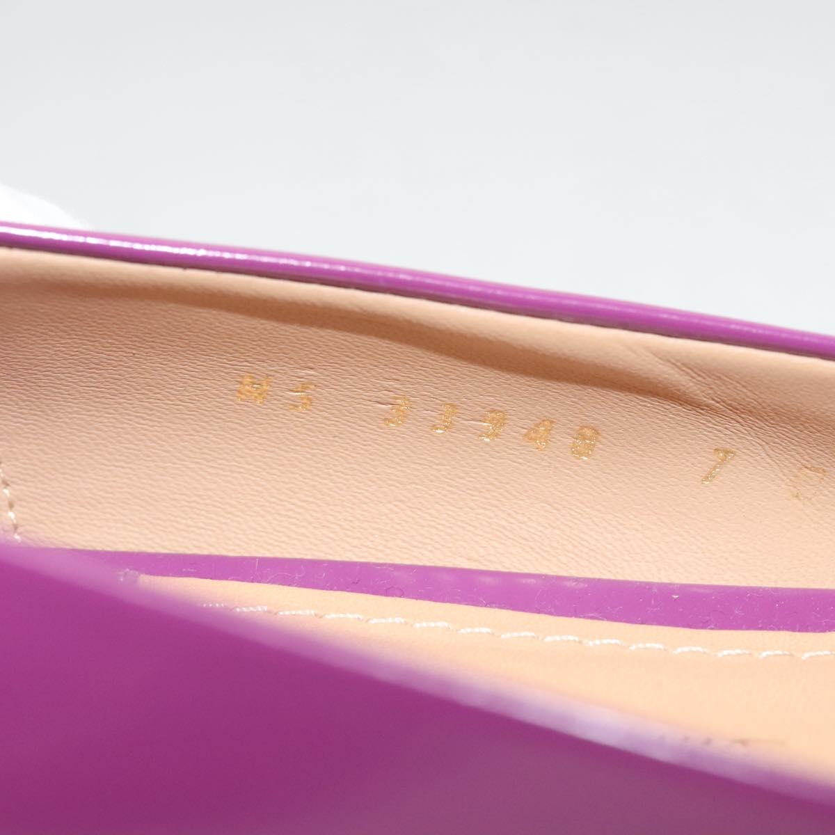 Salvatore Ferragamo Pumps shoes Leather Purple Gold Auth sw478