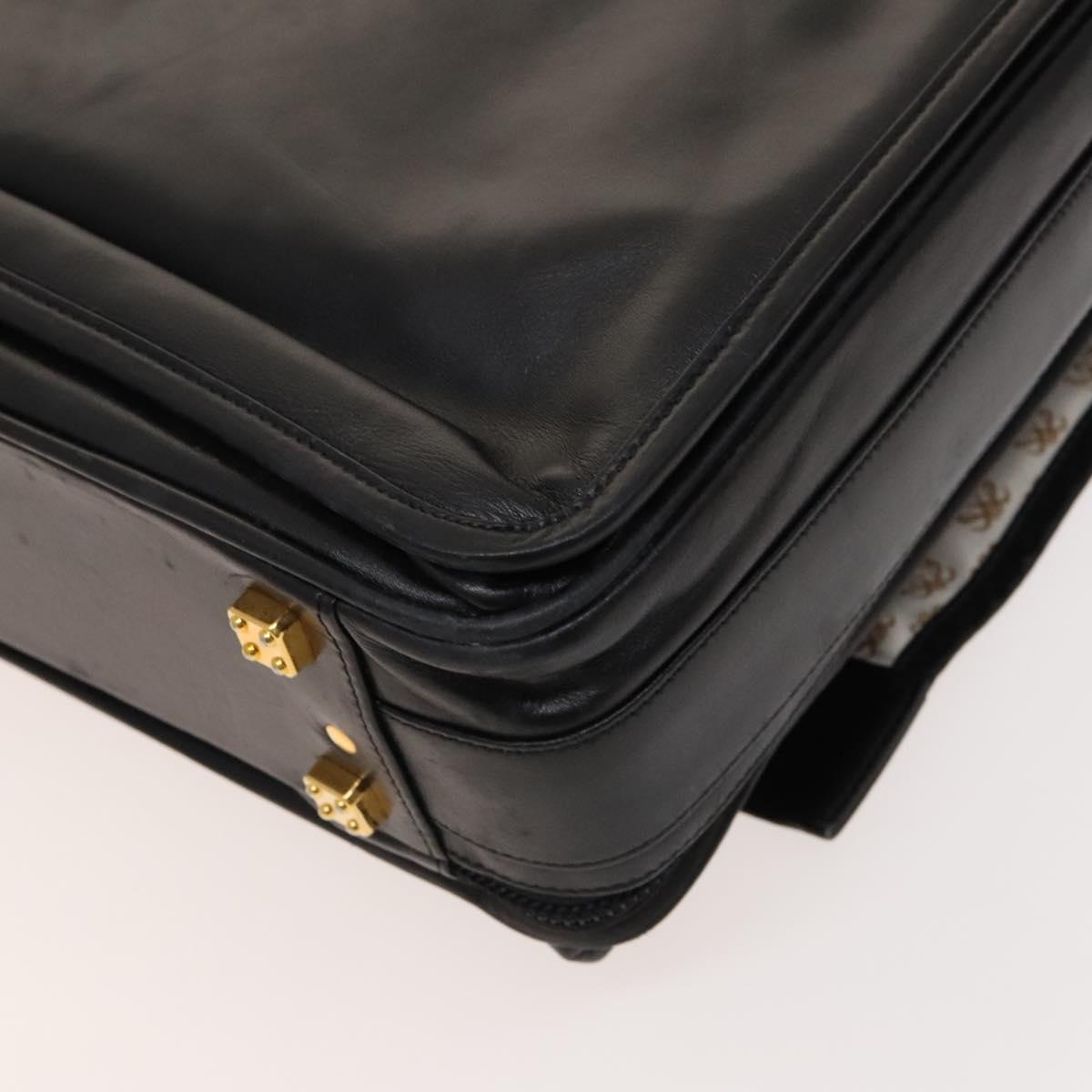 LOEWE Anagram Business Bag Leather 2way Black Gold Auth sw479