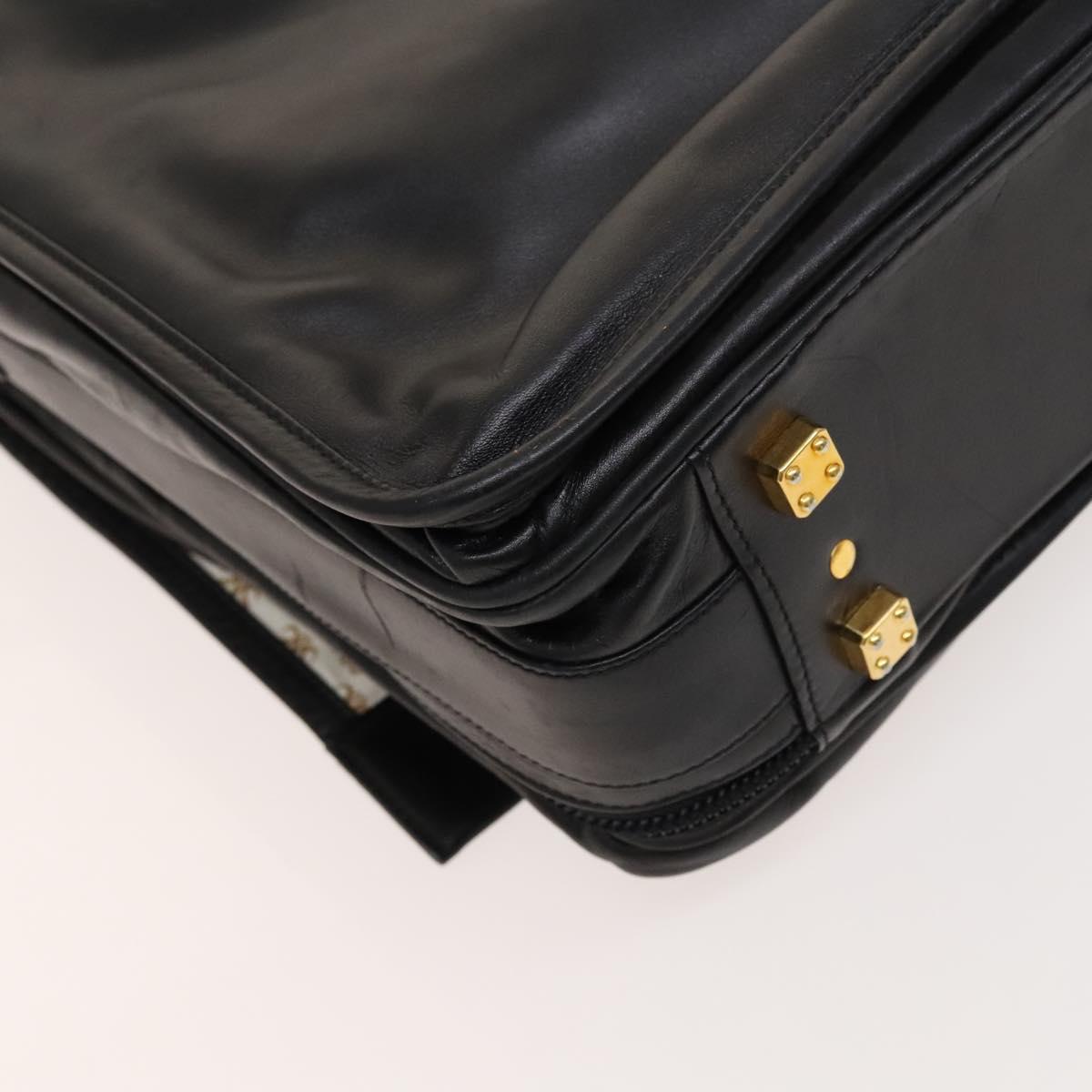 LOEWE Anagram Business Bag Leather 2way Black Gold Auth sw479