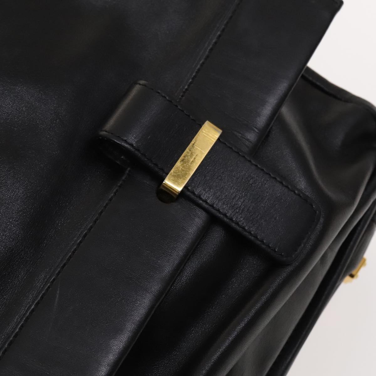 LOEWE Anagram Business Bag Leather 2way Black Gold Auth sw479