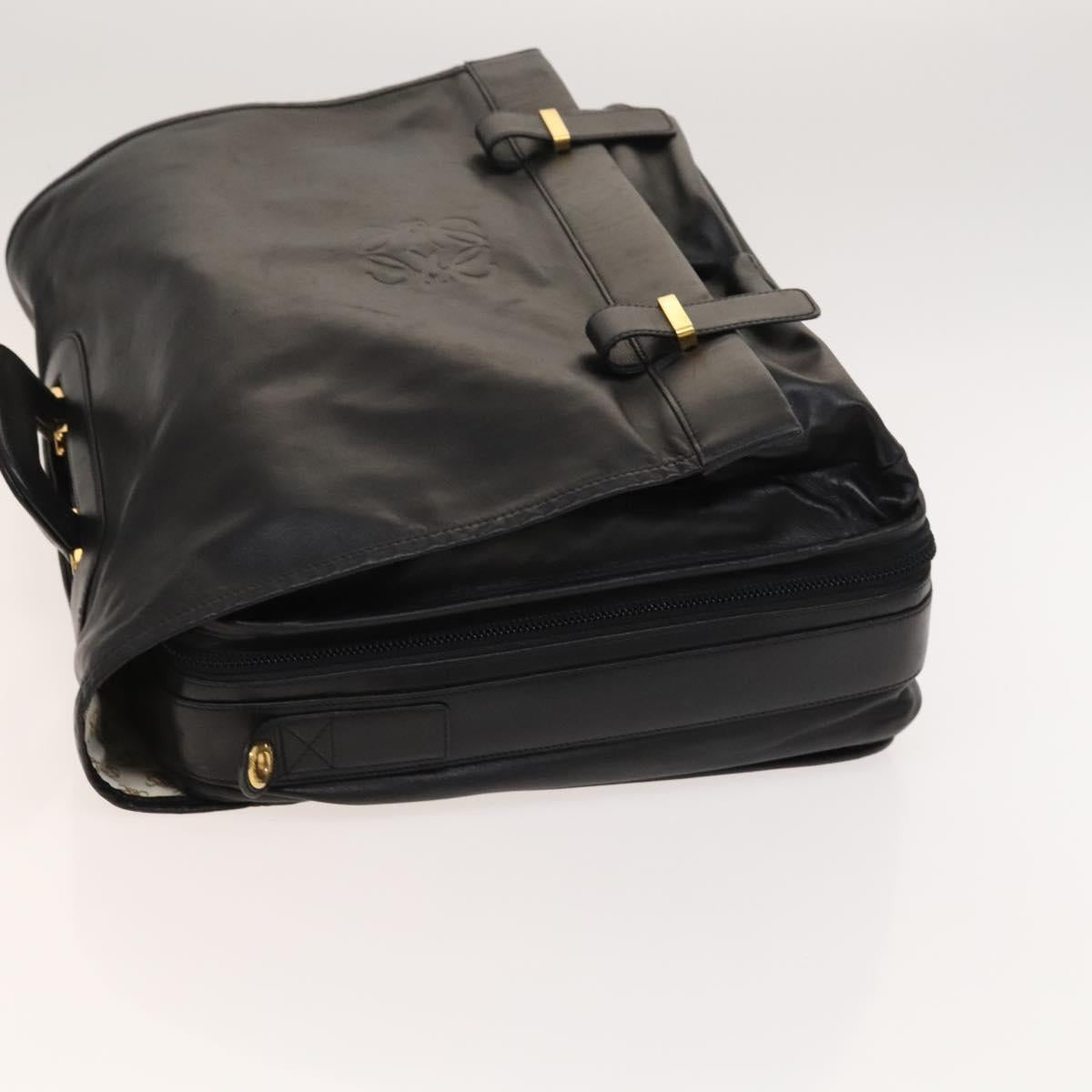 LOEWE Anagram Business Bag Leather 2way Black Gold Auth sw479