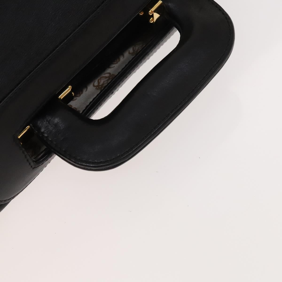 LOEWE Anagram Business Bag Leather 2way Black Gold Auth sw479