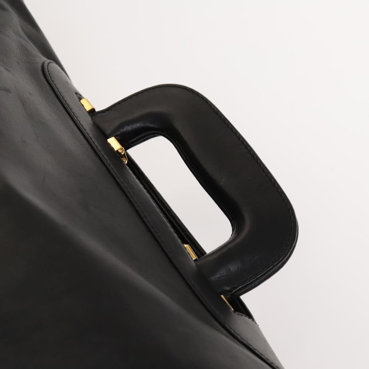 LOEWE Anagram Business Bag Leather 2way Black Gold Auth sw479