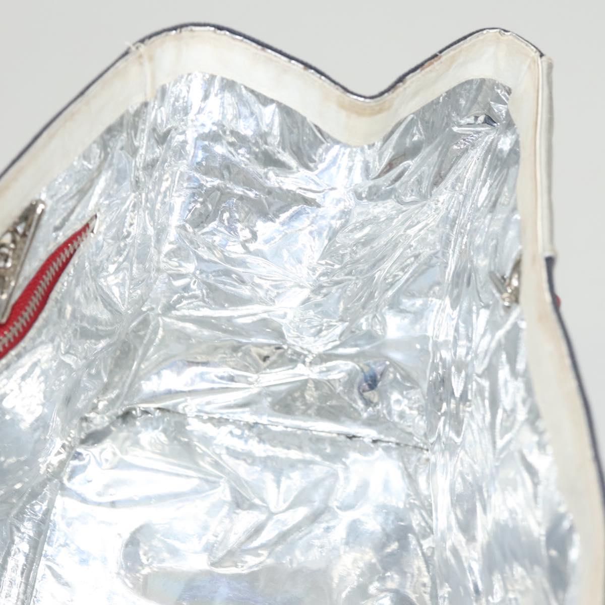 CHANEL Chain Choco Bar line Shoulder Bag Canvas Navy Silver CC Auth sw481