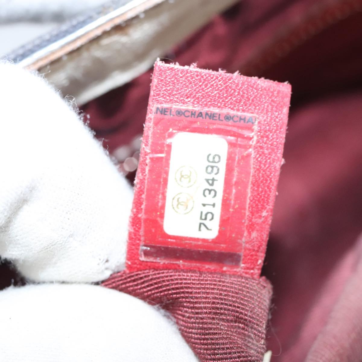 CHANEL Chain Choco Bar line Shoulder Bag Canvas Navy Silver CC Auth sw481