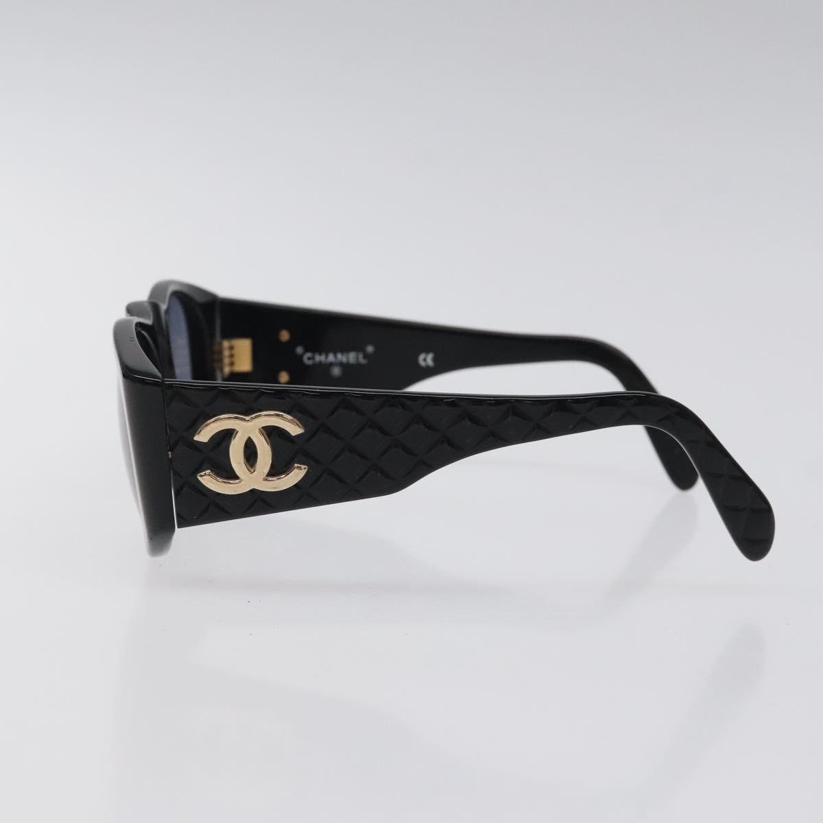CHANEL Sunglasses plastic Black CC Auth sw482