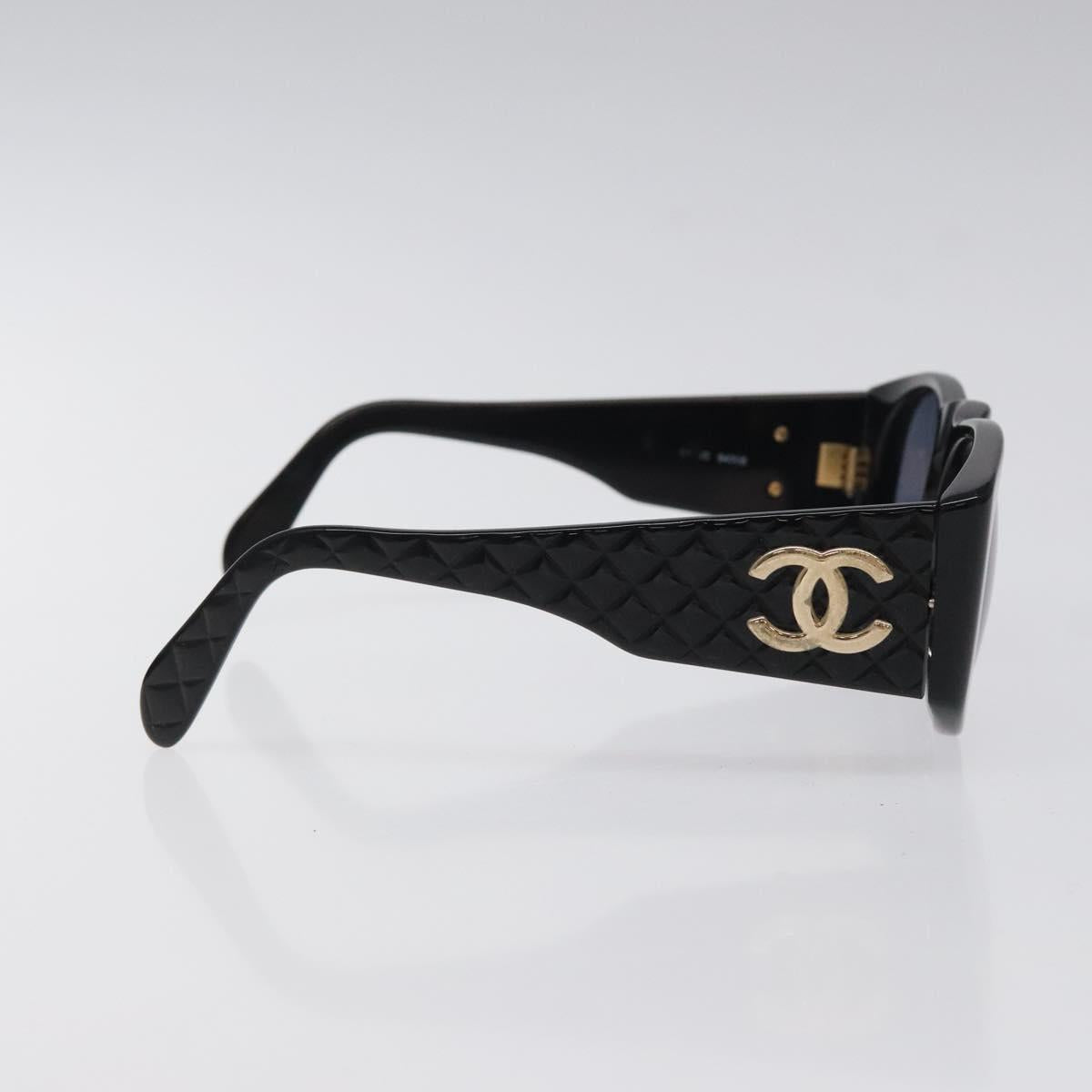 CHANEL Sunglasses plastic Black CC Auth sw482