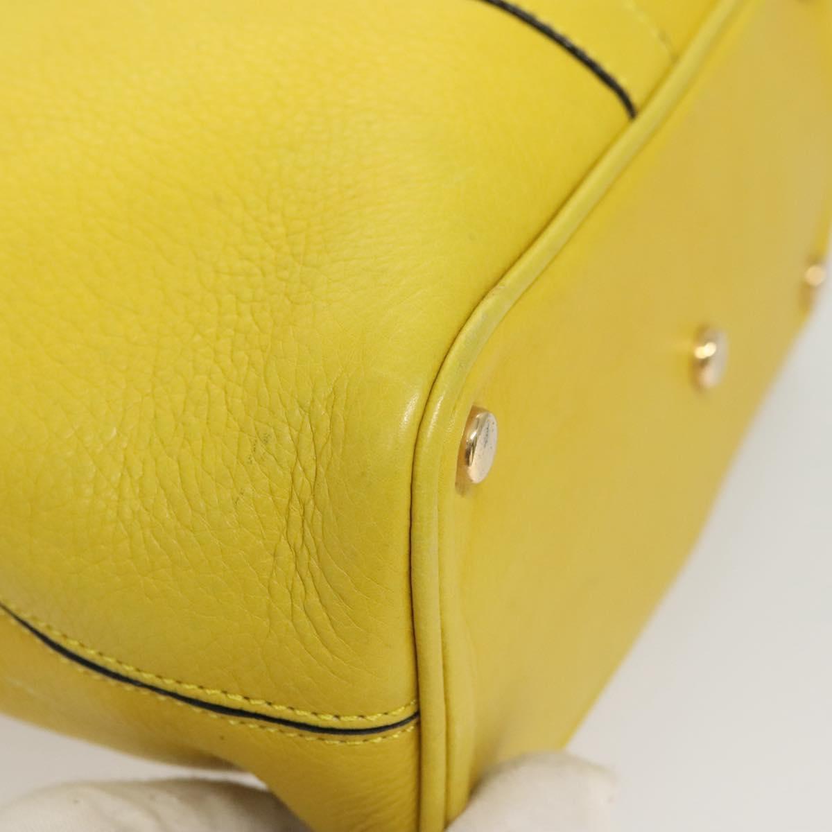 CELINE Shoulder Bag Leather Yellow Gold Auth sw496