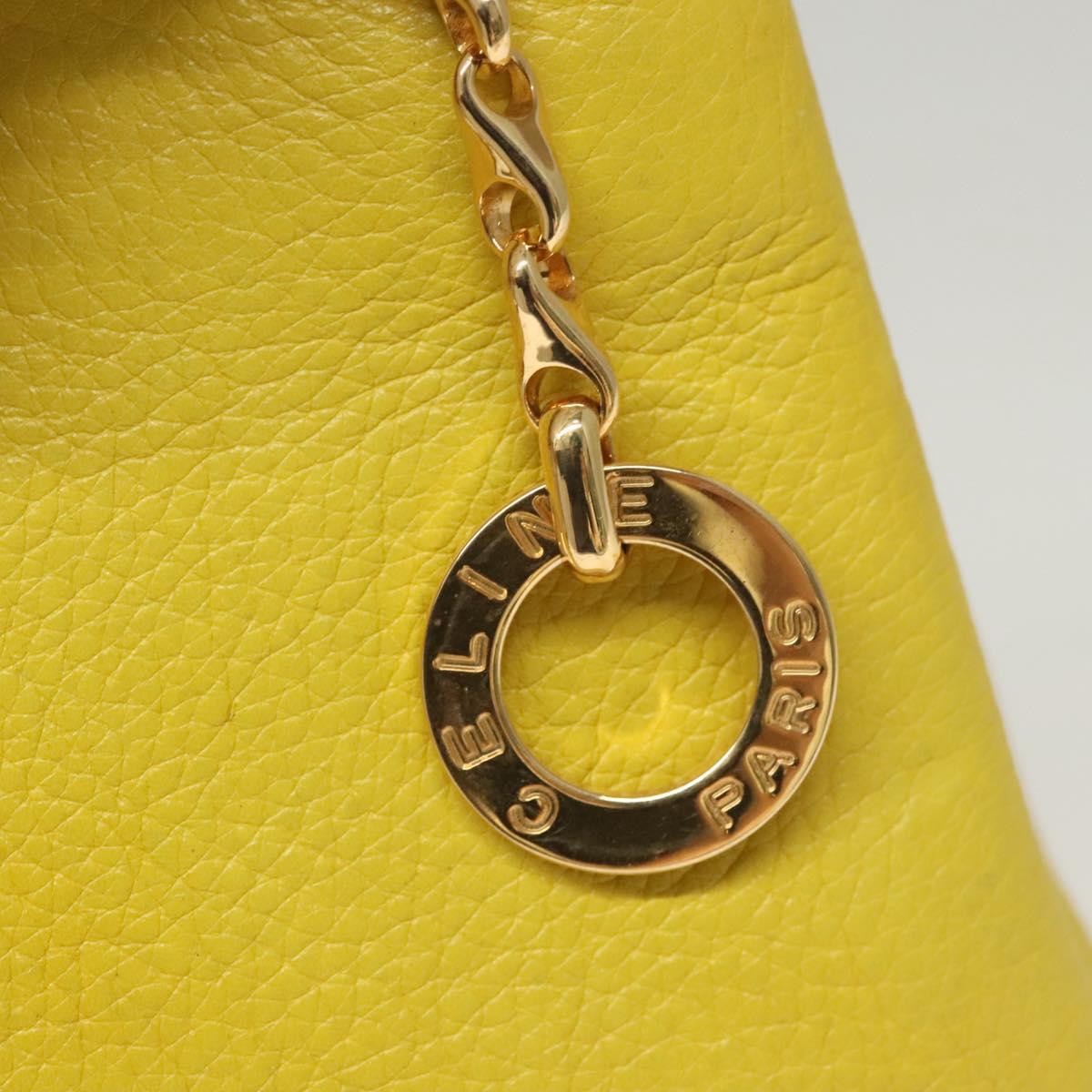CELINE Shoulder Bag Leather Yellow Gold Auth sw496