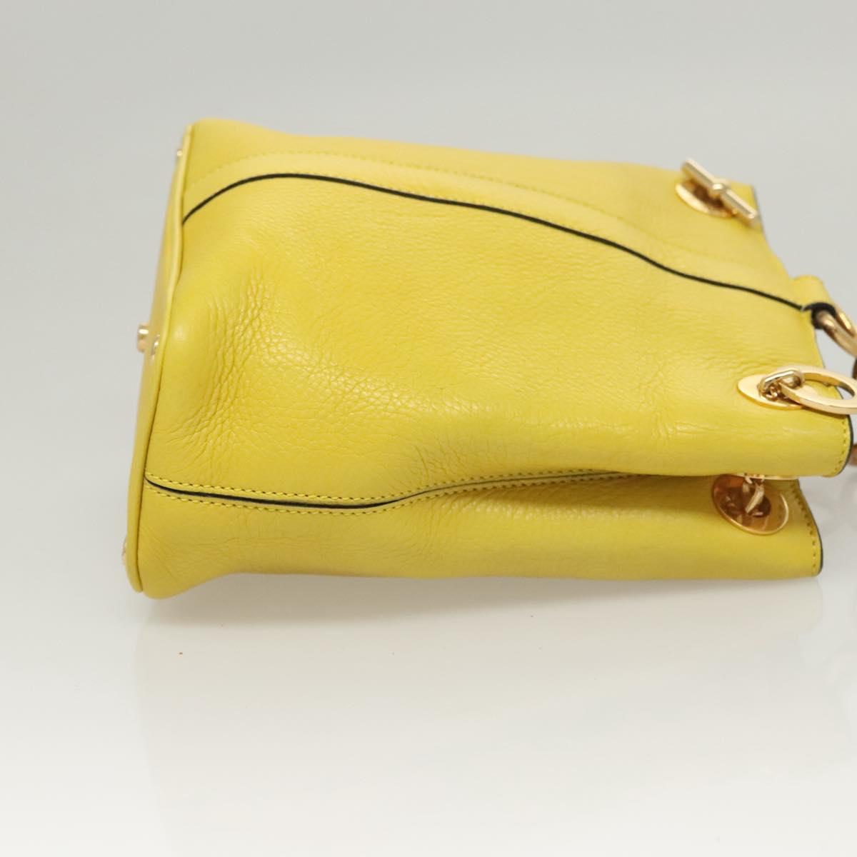 CELINE Shoulder Bag Leather Yellow Gold Auth sw496