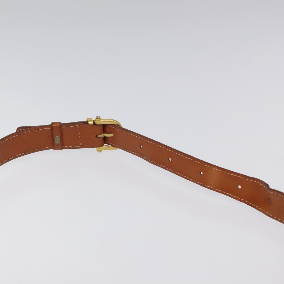 CELINE Macadam Canvas Shoulder Bag PVC Leather Brown Gold Auth sw497