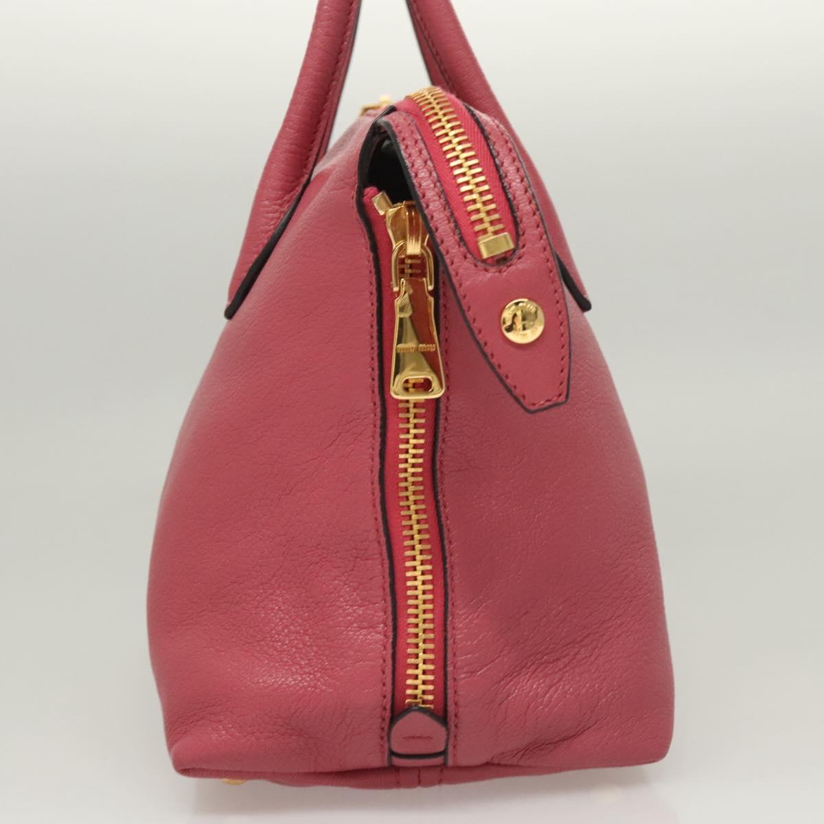 Miu Miu Hand Bag Leather 2way Pink Gold Auth sw499