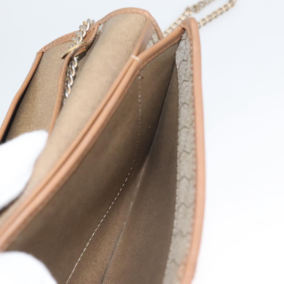 Christian Dior Honeycomb Canvas Chain Shoulder Bag PVC Leather Beige Auth sw505