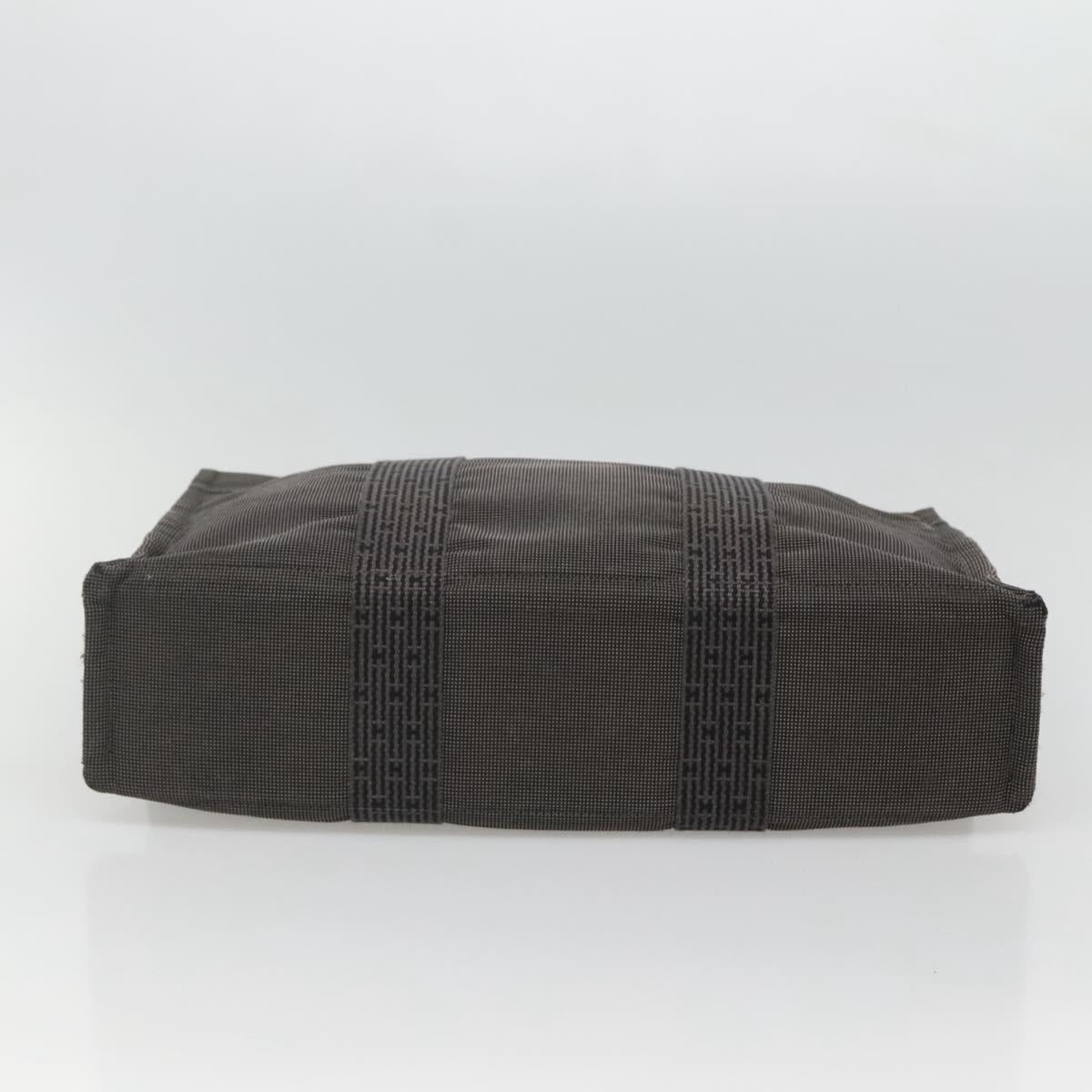 HERMES Her Line MM Hand Bag Canvas Gray Auth sw509