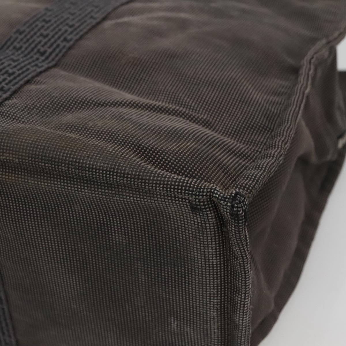 HERMES Her Line MM Hand Bag Canvas Gray Auth sw510