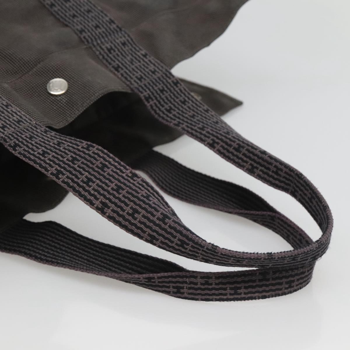 HERMES Her Line MM Hand Bag Canvas Gray Auth sw510