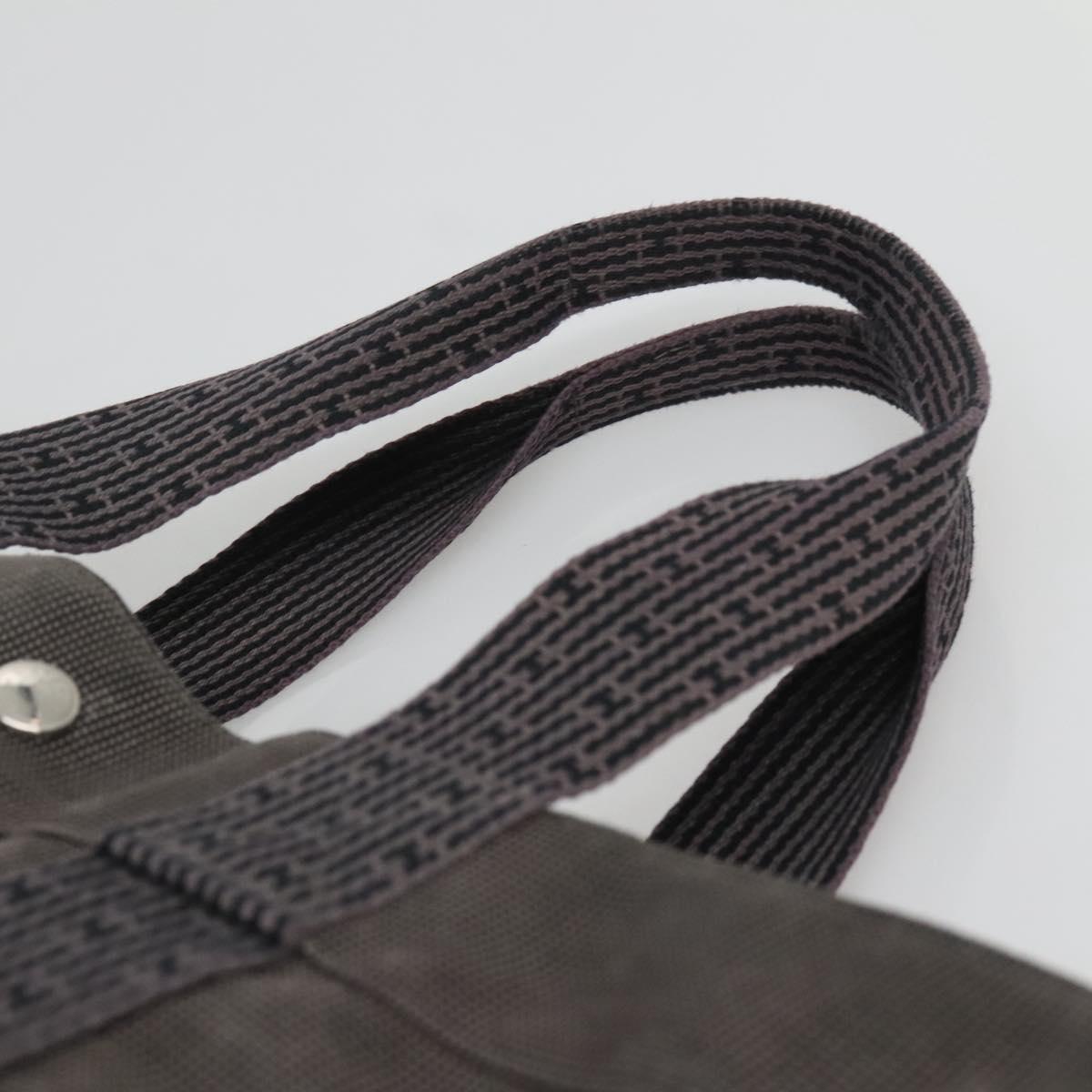 HERMES Her Line MM Hand Bag Canvas Gray Auth sw510