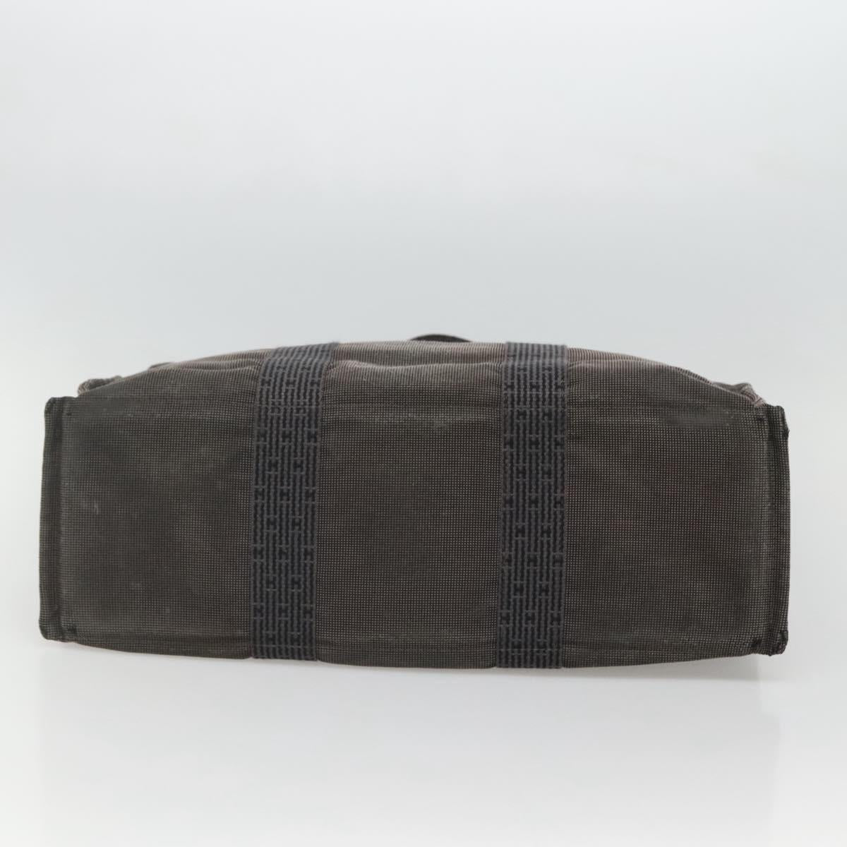 HERMES Her Line MM Hand Bag Canvas Gray Auth sw510