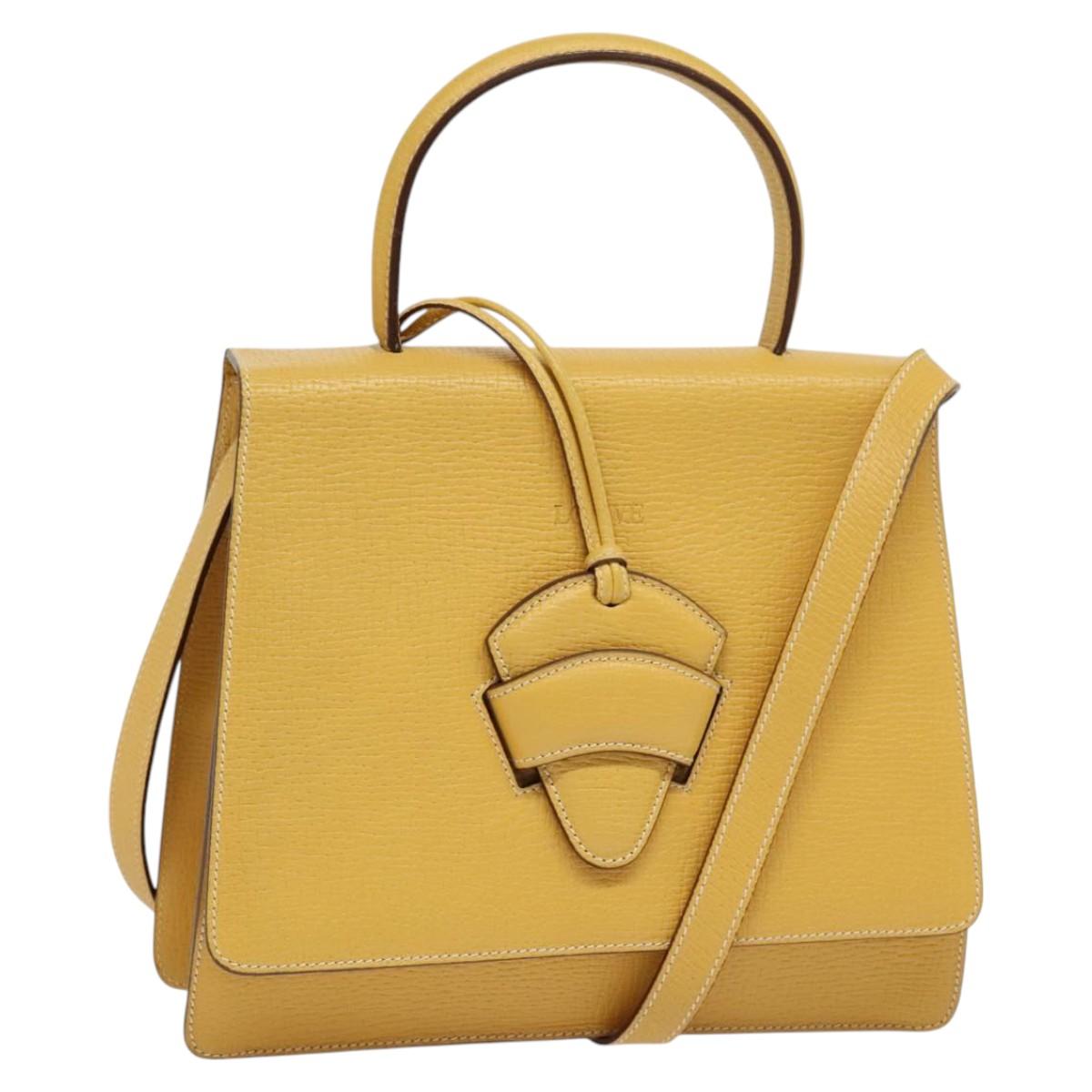 LOEWE Barcelona Hand Bag Leather 2way Yellow Auth sw518