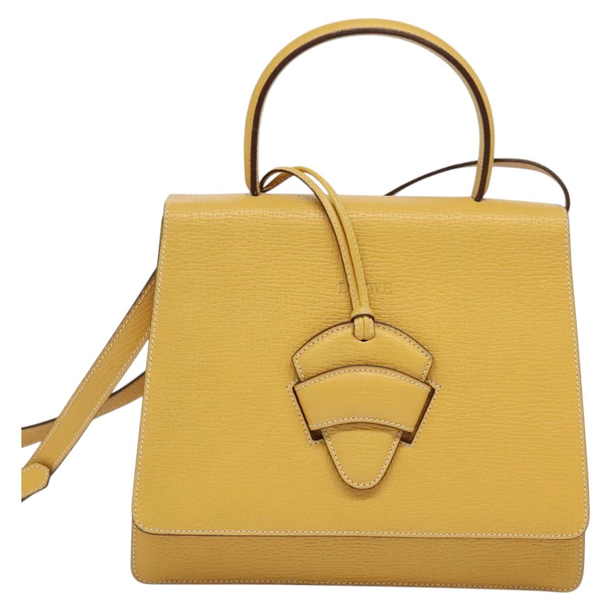 LOEWE Barcelona Hand Bag Leather 2way Yellow Auth sw518