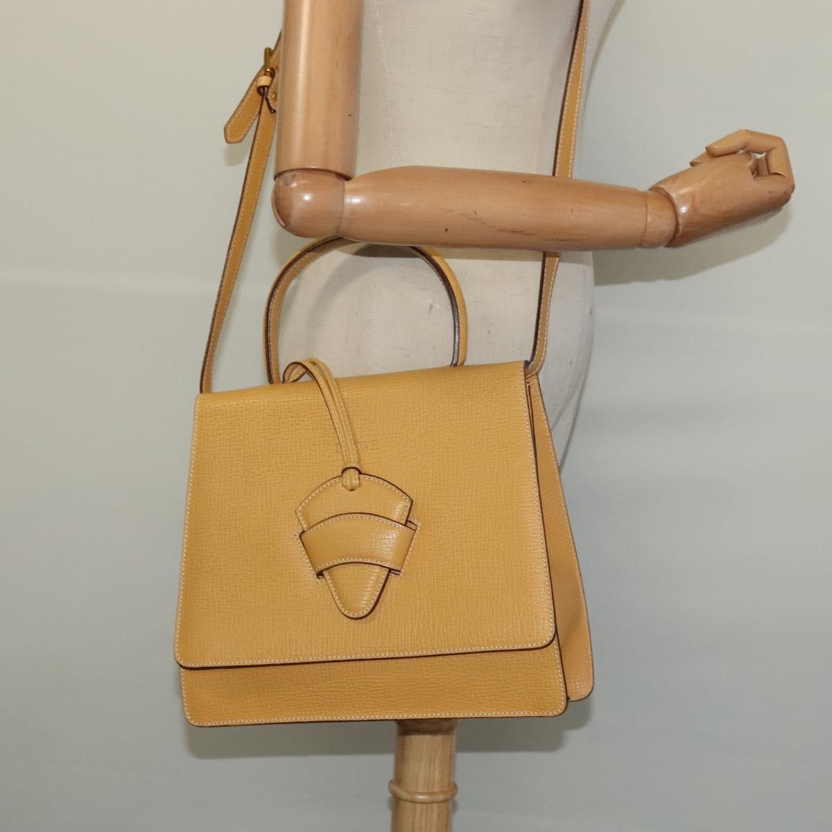 LOEWE Barcelona Hand Bag Leather 2way Yellow Auth sw518