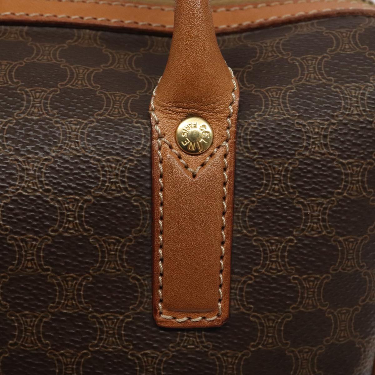 CELINE Macadam Canvas Hand Bag PVC Leather Brown Gold Auth sw521