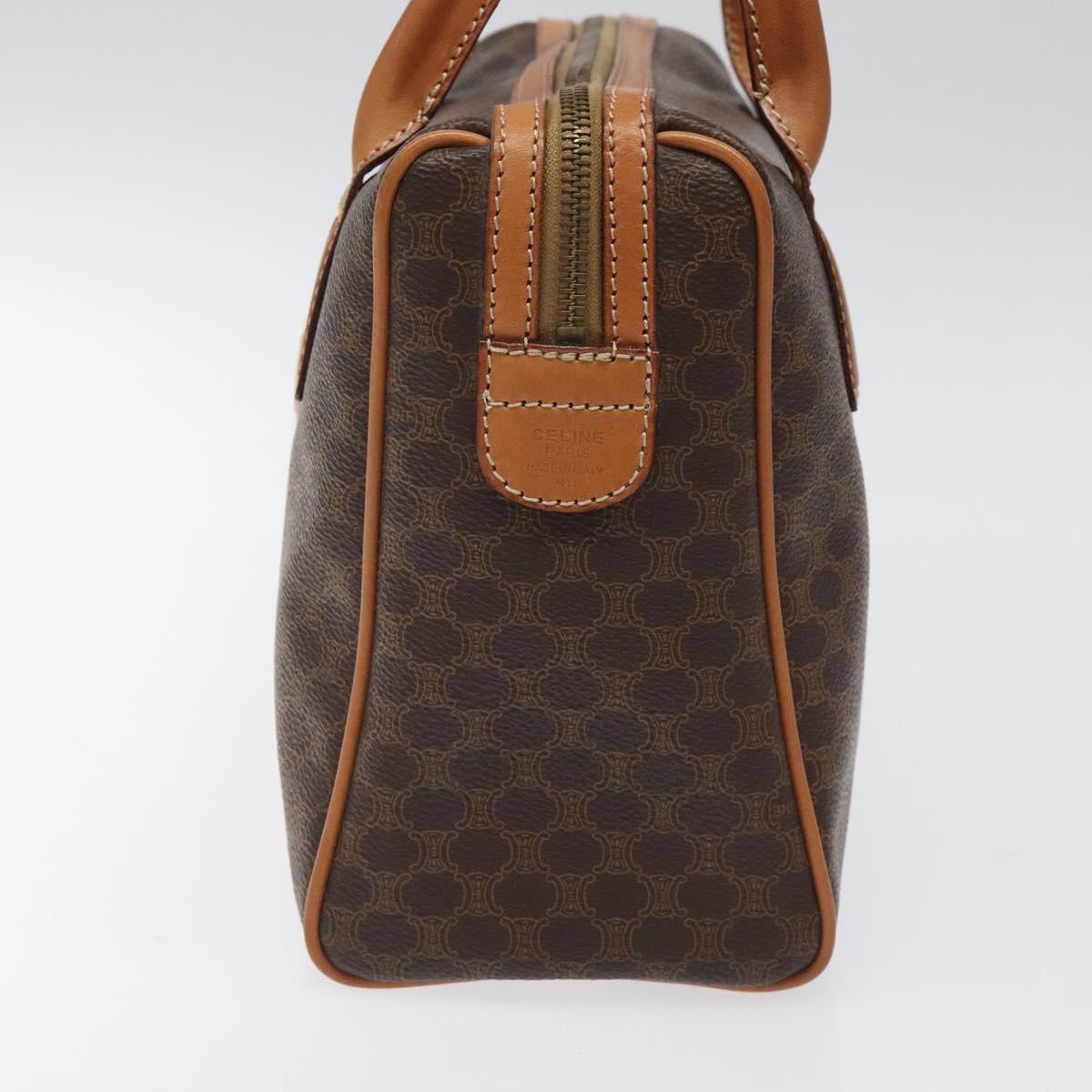 CELINE Macadam Canvas Hand Bag PVC Leather Brown Gold Auth sw521