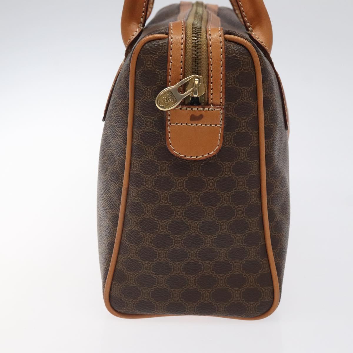 CELINE Macadam Canvas Hand Bag PVC Leather Brown Gold Auth sw521