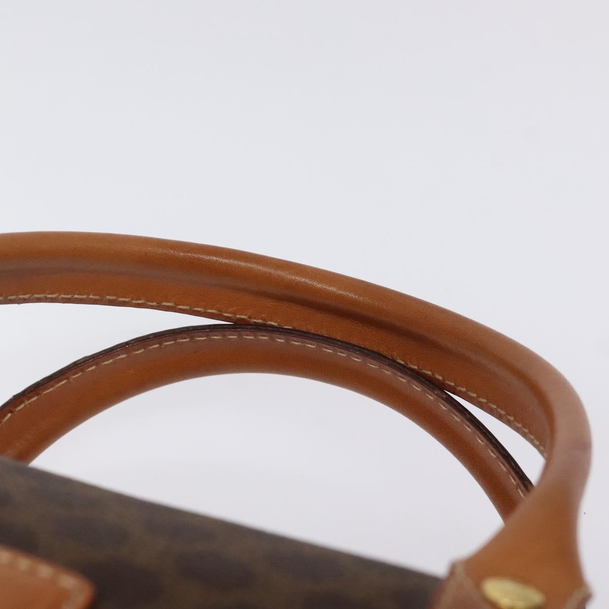 CELINE Macadam Canvas Hand Bag PVC Leather Brown Gold Auth sw521