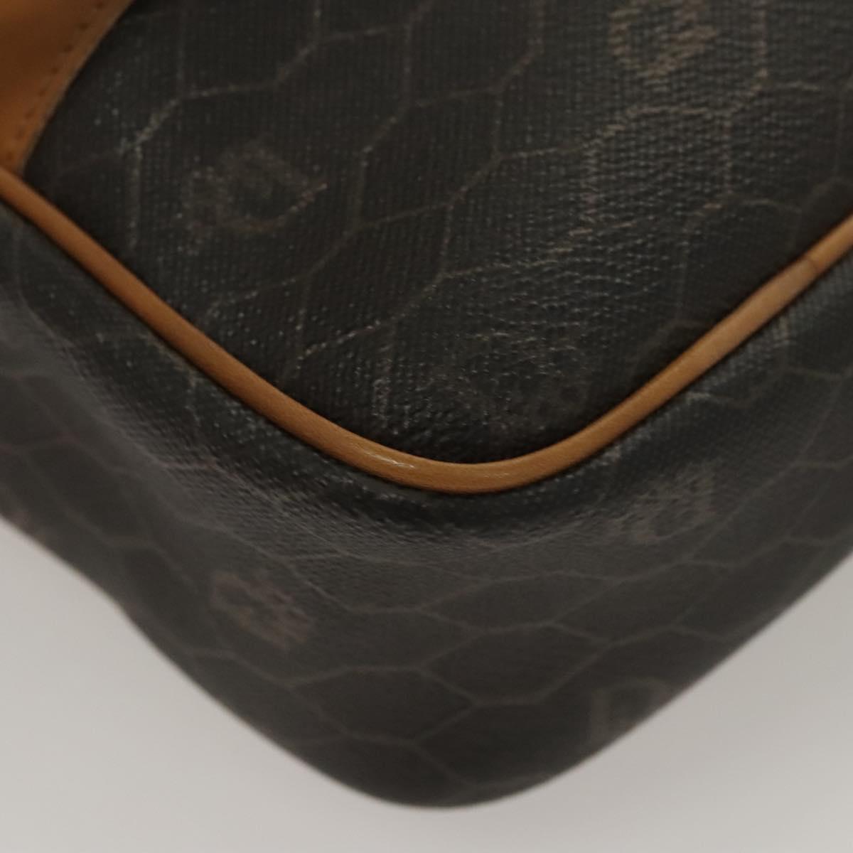 Christian Dior Honeycomb Canvas Hand Bag PVC Black Gold Auth sw522