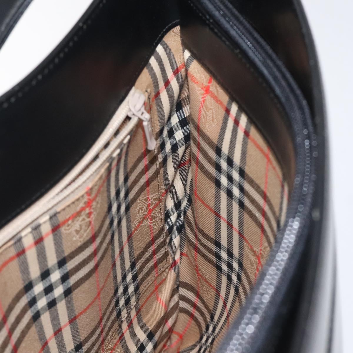 BURBERRY Shoulder Bag Leather Black Auth sw524