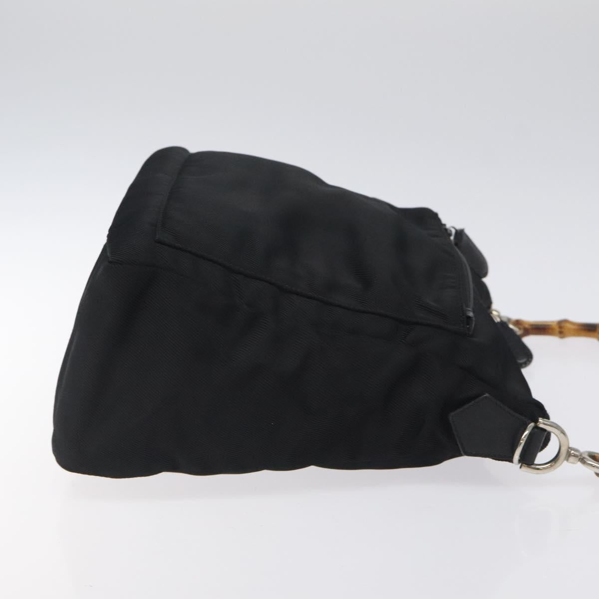 GUCCI Bamboo Shoulder Bag Nylon Black Silver 000 2058 0509 5 Auth sw530
