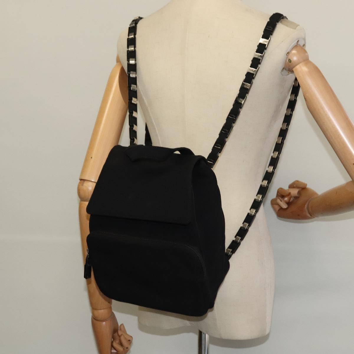 Salvatore Ferragamo Vala Chain Backpack Canvas Black Auth sw532