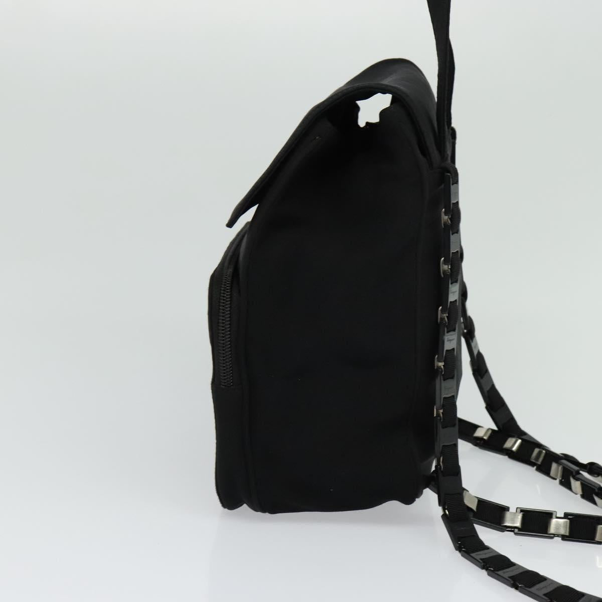 Salvatore Ferragamo Vala Chain Backpack Canvas Black Auth sw532