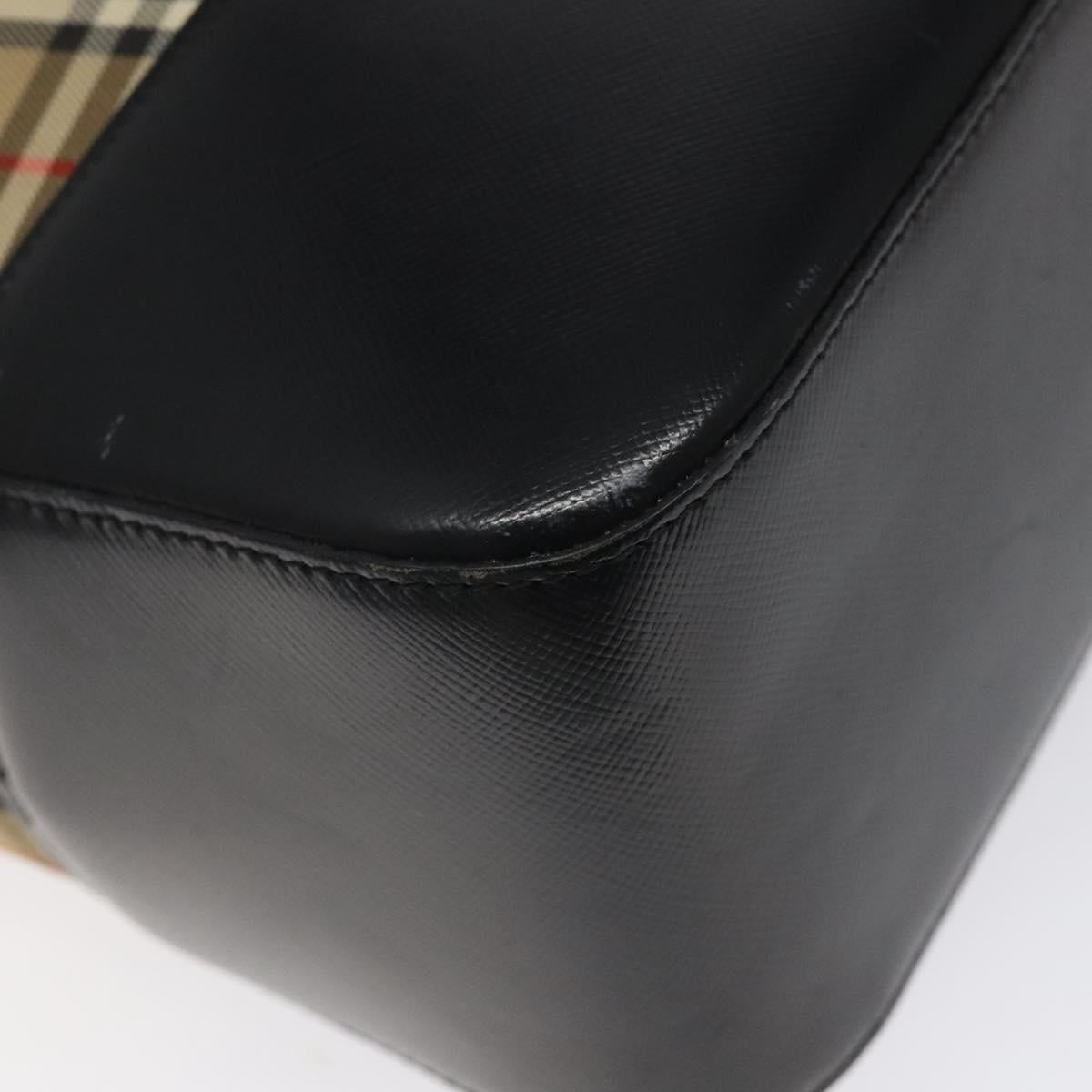 BURBERRY Nova Check Shoulder Bag Canvas Beige Gold Auth sw534