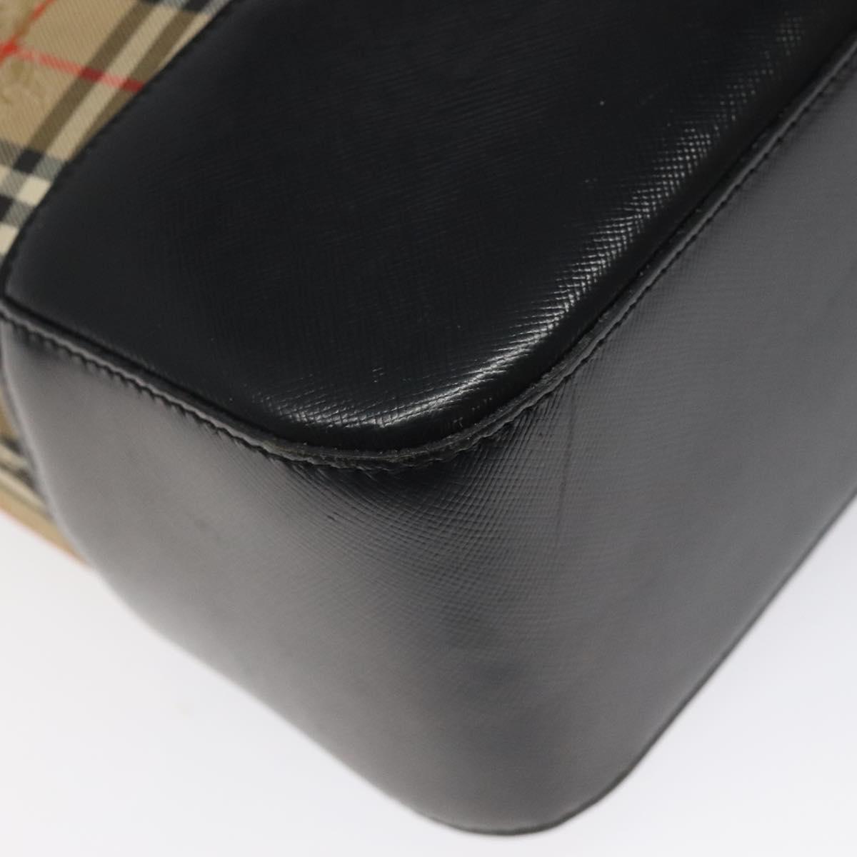 BURBERRY Nova Check Shoulder Bag Canvas Beige Gold Auth sw534