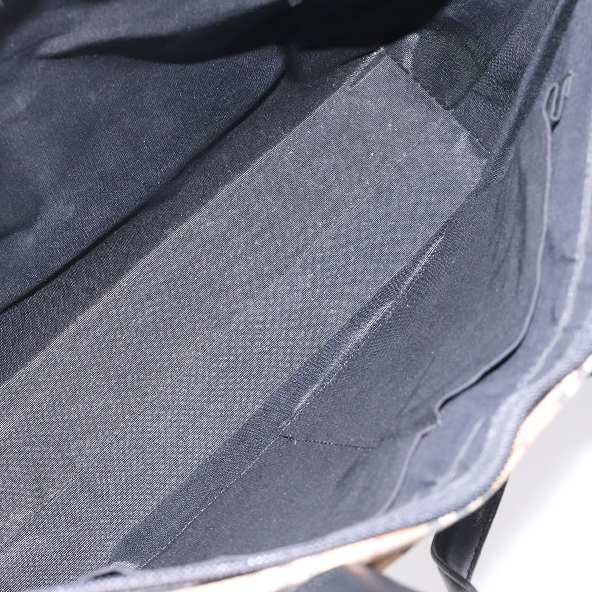 BURBERRY Nova Check Shoulder Bag Canvas Beige Gold Auth sw534