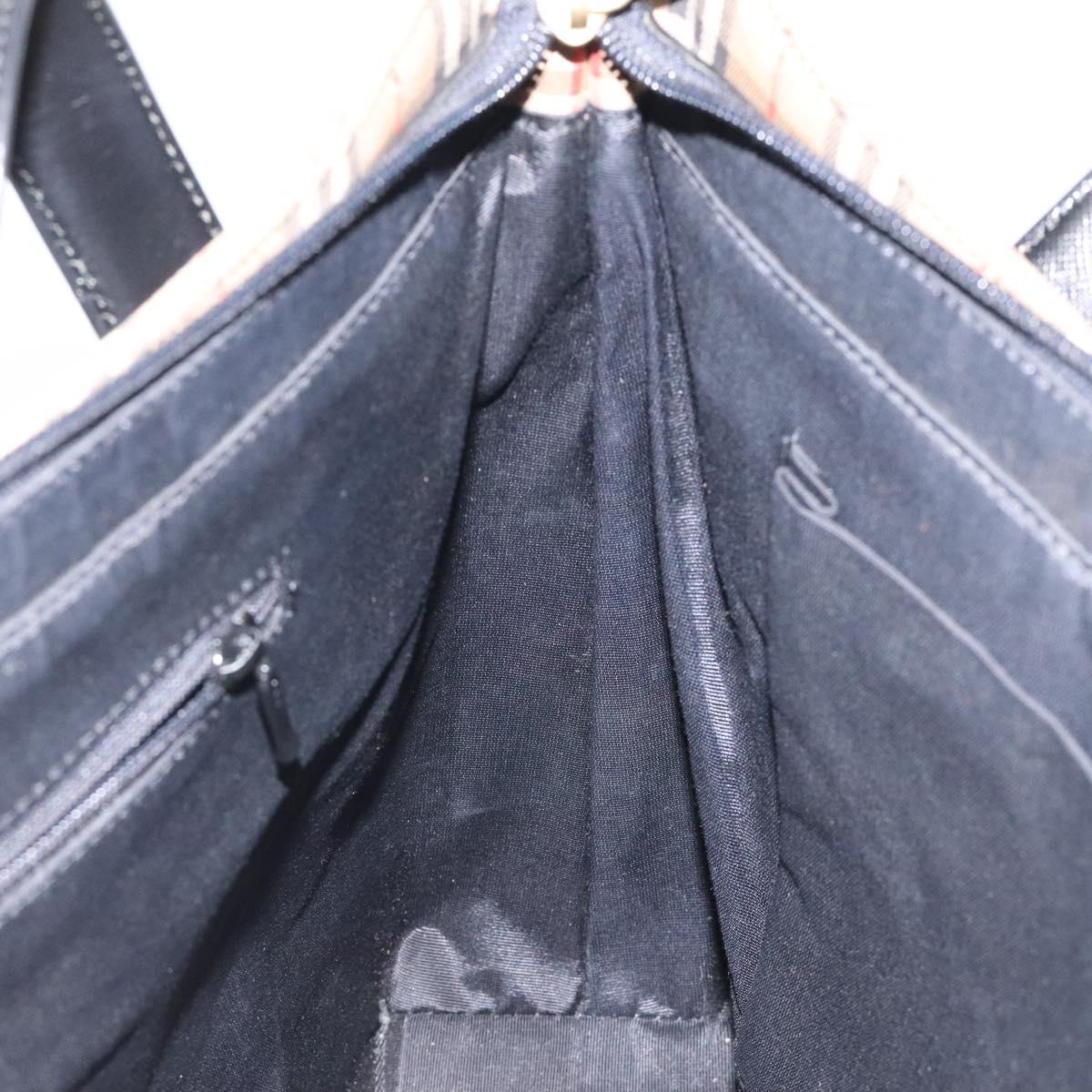 BURBERRY Nova Check Shoulder Bag Canvas Beige Gold Auth sw534