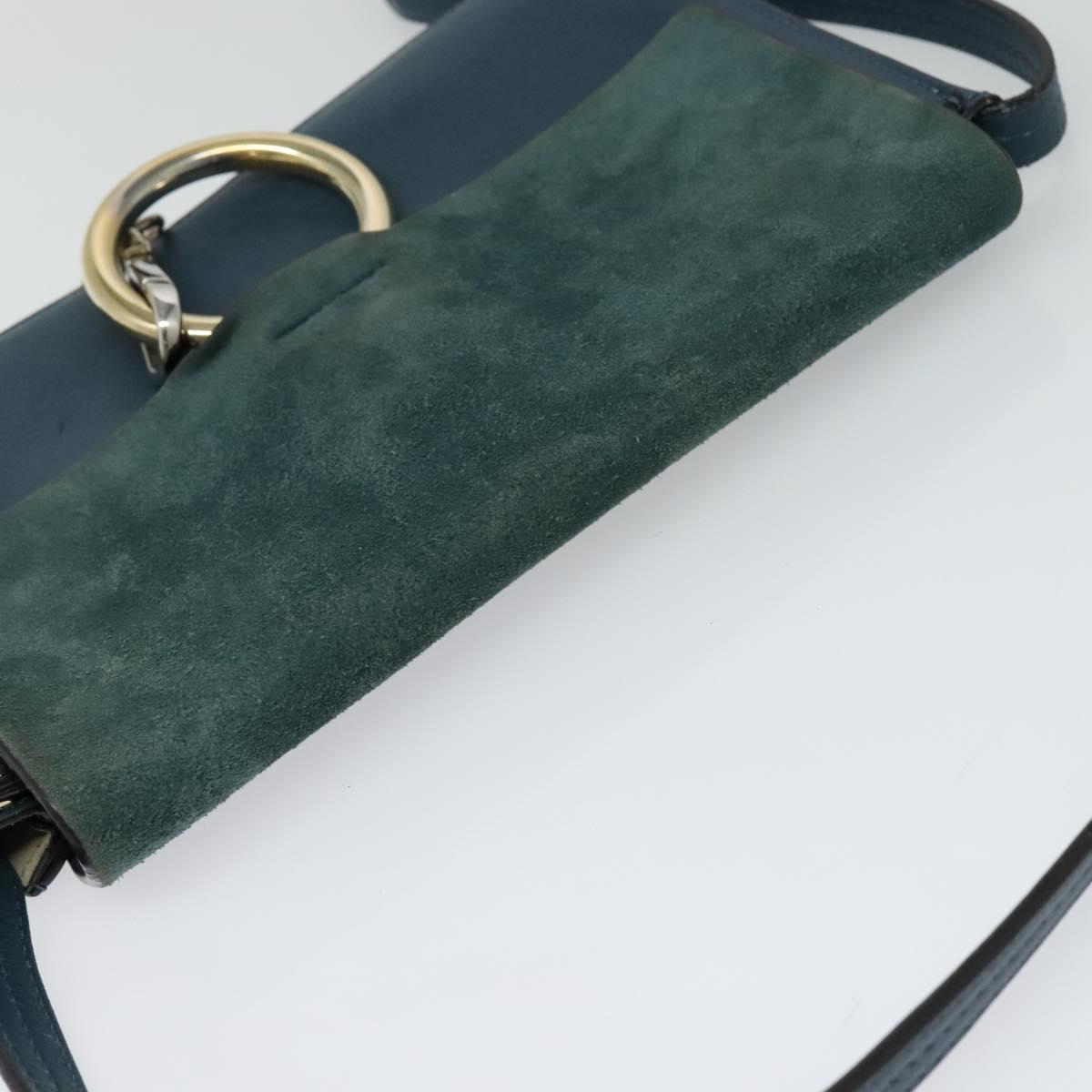 Chloe Fay Shoulder Bag Suede Leather Turquoise Blue Auth sw535