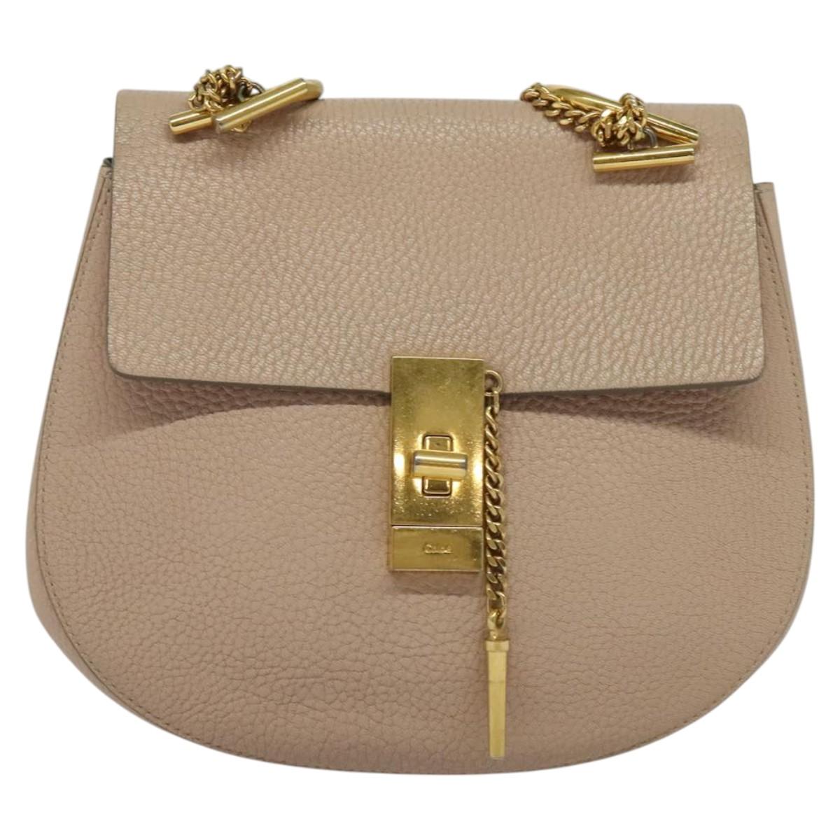 Chloe Chain Drew Shoulder Bag Leather Pink Gold Auth sw539