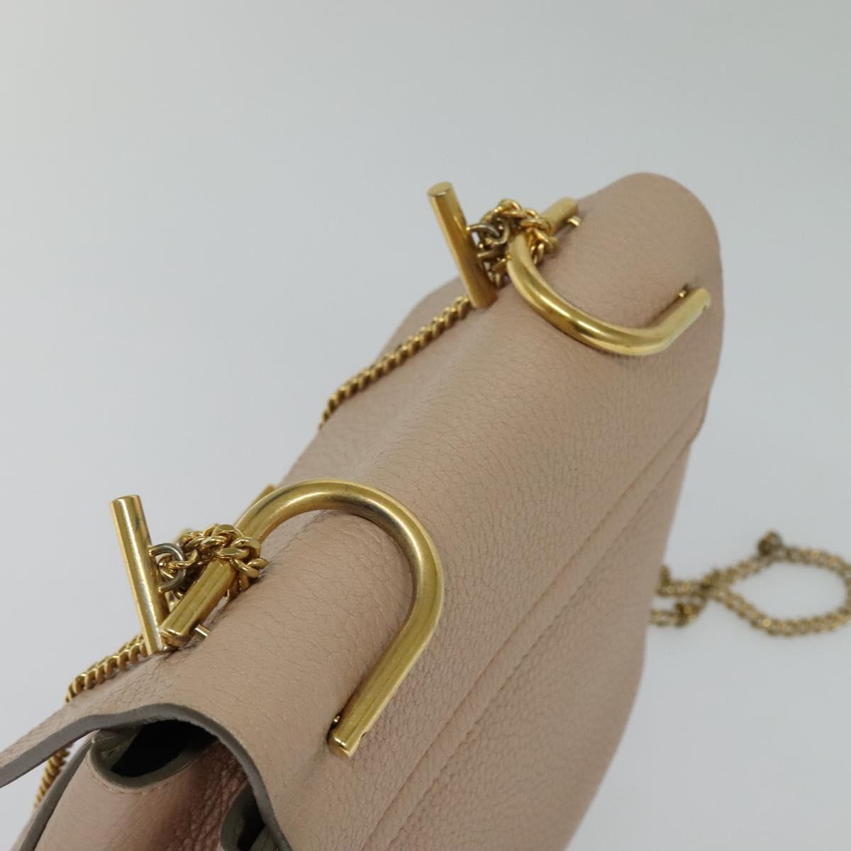 Chloe Chain Drew Shoulder Bag Leather Pink Gold Auth sw539