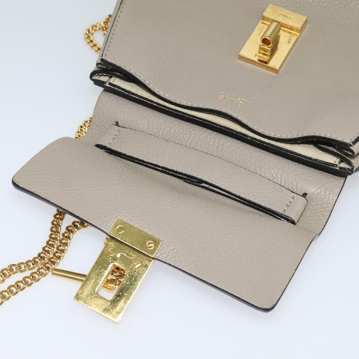 Chloe Chain Drew Shoulder Bag Leather Gray Gold Auth sw540
