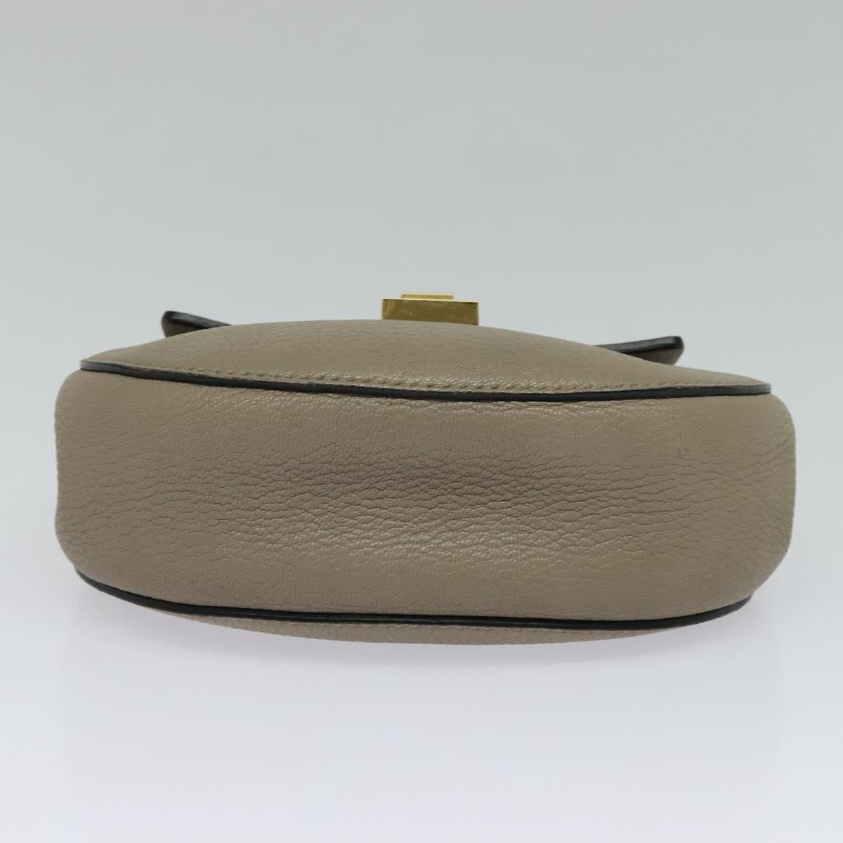 Chloe Chain Drew Shoulder Bag Leather Gray Gold Auth sw540