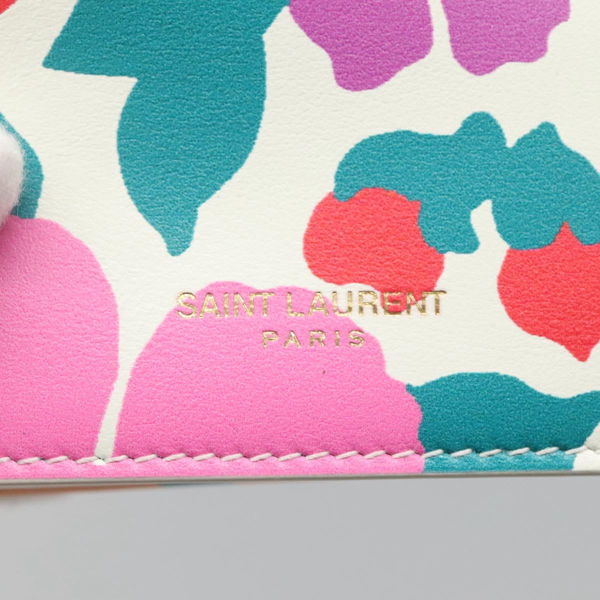 SAINT LAURENT Wallet Leather Gold White Auth sw546