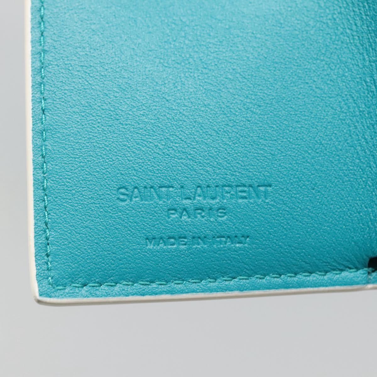 SAINT LAURENT Wallet Leather Gold White Auth sw546