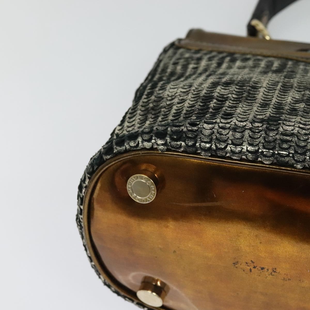 BVLGARI Leoni Hand Bag Leather 2way Gold Auth sw547